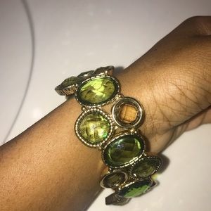 Army green jeweled bracelet